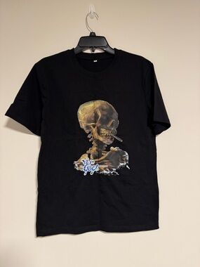 Van Gogh Immersive Experience Black Skull Graphic Tee